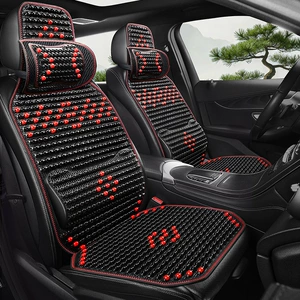 Summer Car Wooden Bead Seat Cushion, Breathable Massage Cooling Pad, Universal Model with Lumbar Support and Headrest, Limited-Time Special Wholesale Offer