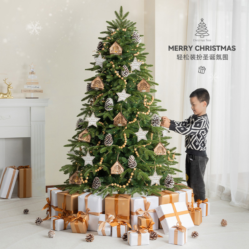 Decoración navideña para el hogar, adornos artificiales, paquete de decoración navideña con luces, modelo grande nuevo 2024