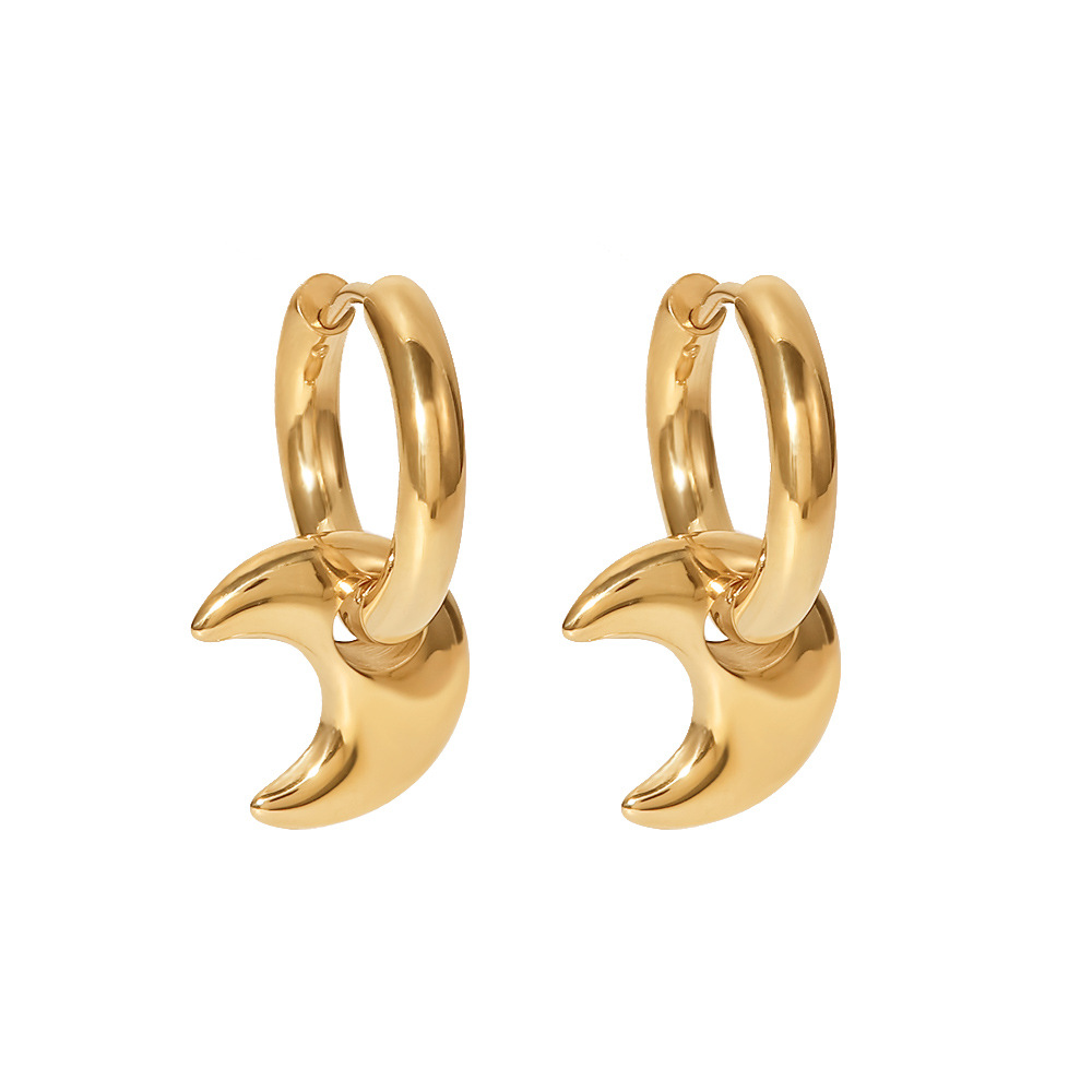 Fashion Moon Stainless Steel Earrings Gold Plated Stainless Steel Earrings display picture 4
