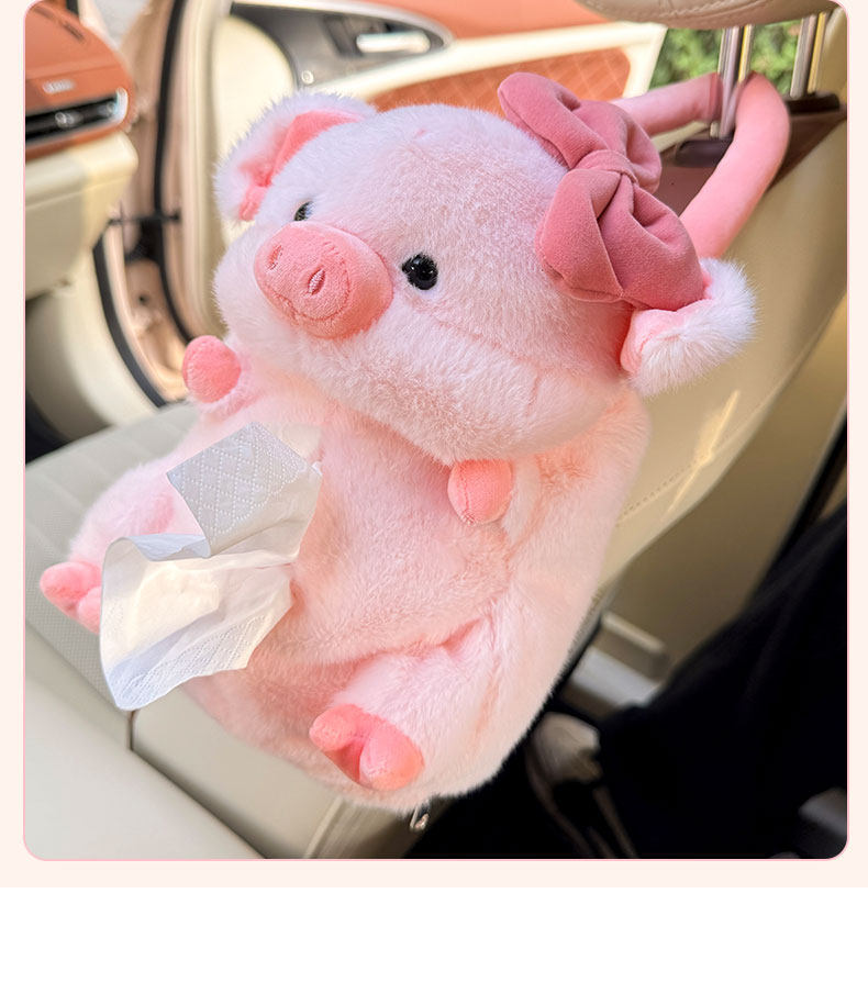 Cute Cartoon Car Tissue Box Plush Animal Doll Car Seat Back Tissue Holder Trendy Car Tissue Box