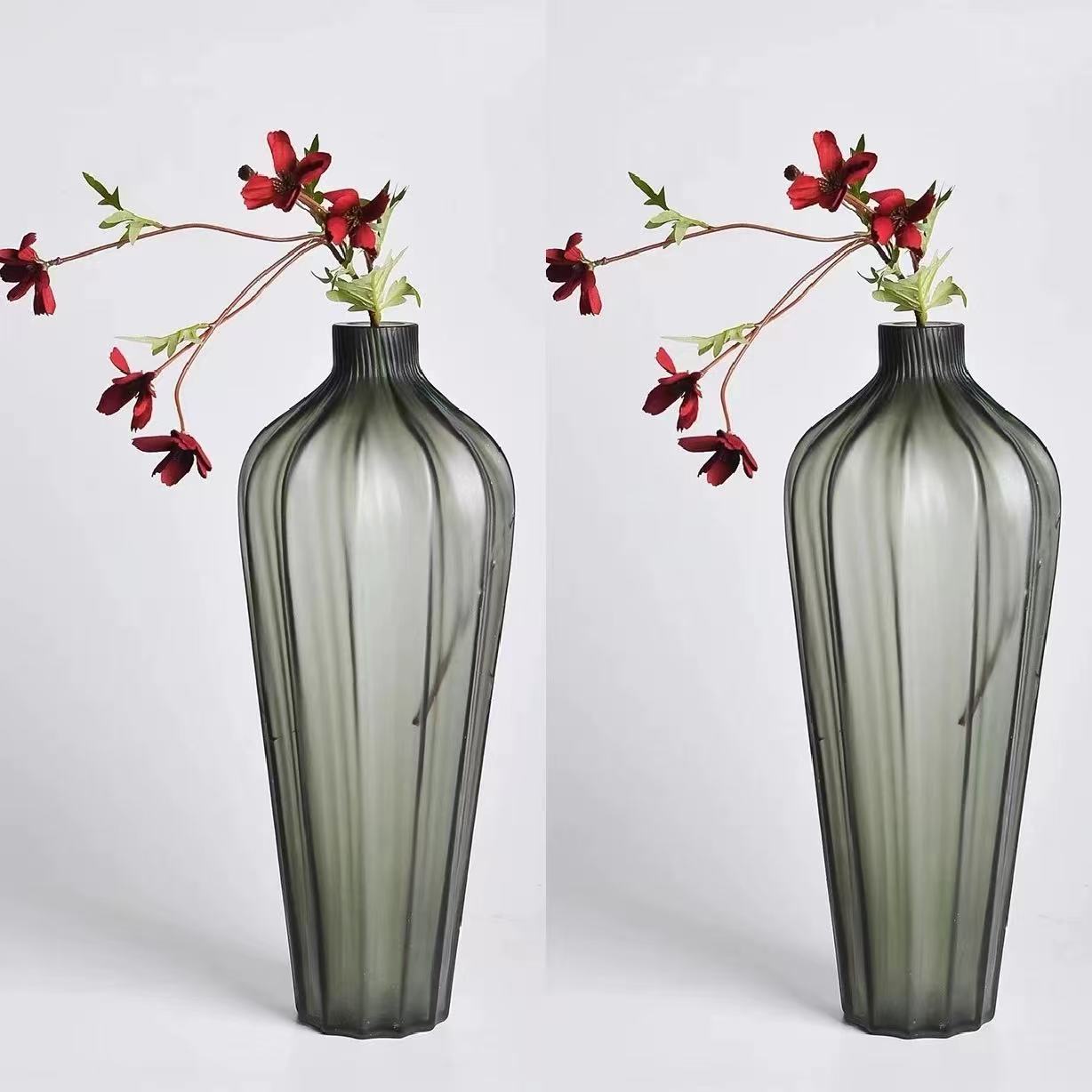 Vaso de vidrio minimalista nórdico ilustración de escritorio creativo Vaso de sala de estar dormitorio entrada de piso gran adornos de vasijas