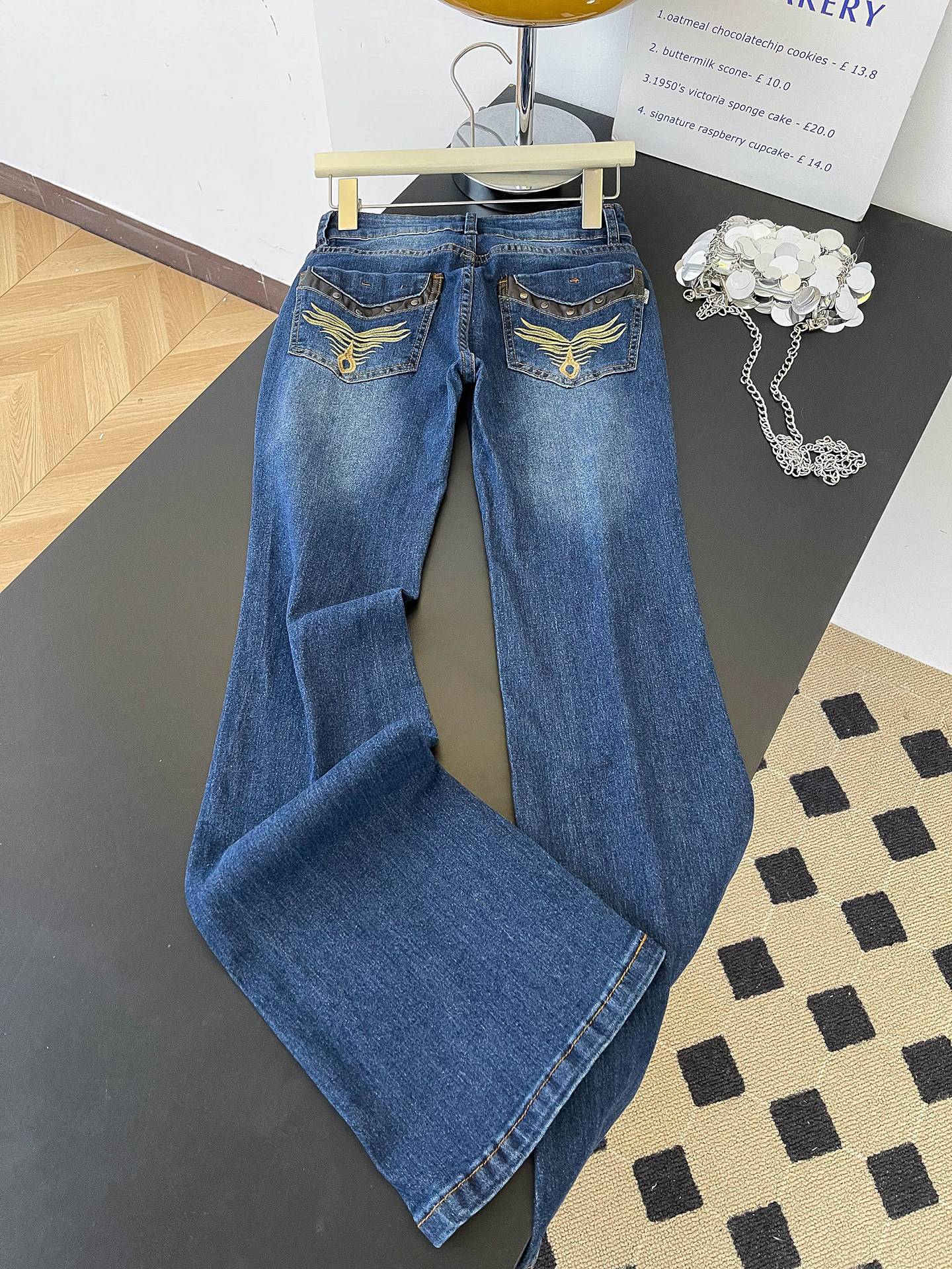 Women's Low Rise Straight Leg Jeans Embroidered Spicy Style Casual Trousers Spring Fashion With Pockets Slightly Flared Floor-Length_ecoleips.com