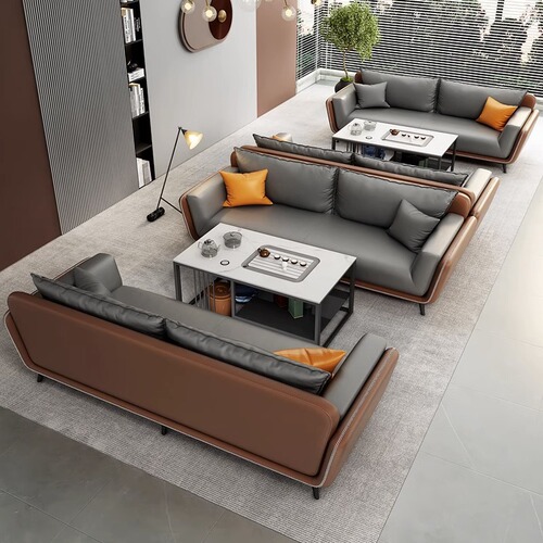 Office Sofa Simple Business Reception Room Office Rest Area Coffee Table Set for Three Training Institutions