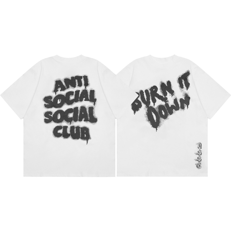 Diferencia de moneda del mercado ASSC CLUB fujiwaro Lightning serie impresa camiseta suelta de manga corta para hombres y mujeres