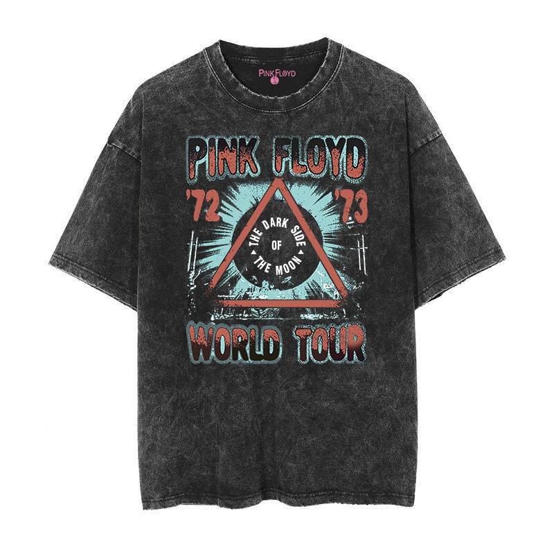 2022 Summer Pink Floyd Pink Floyd Distressed Washed Retro Batik Rock Short Sleeve T-Shirt