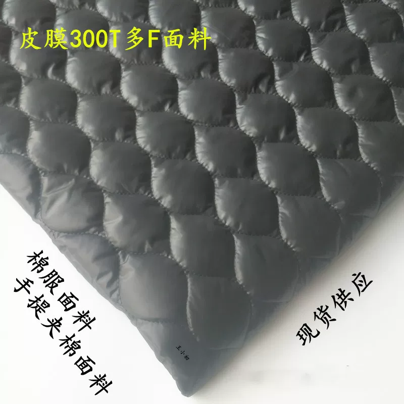 Polyester taffeta embroidered fabric 50D high-density film calendered quilted 140g spray-coated cotton composite quilted warm down