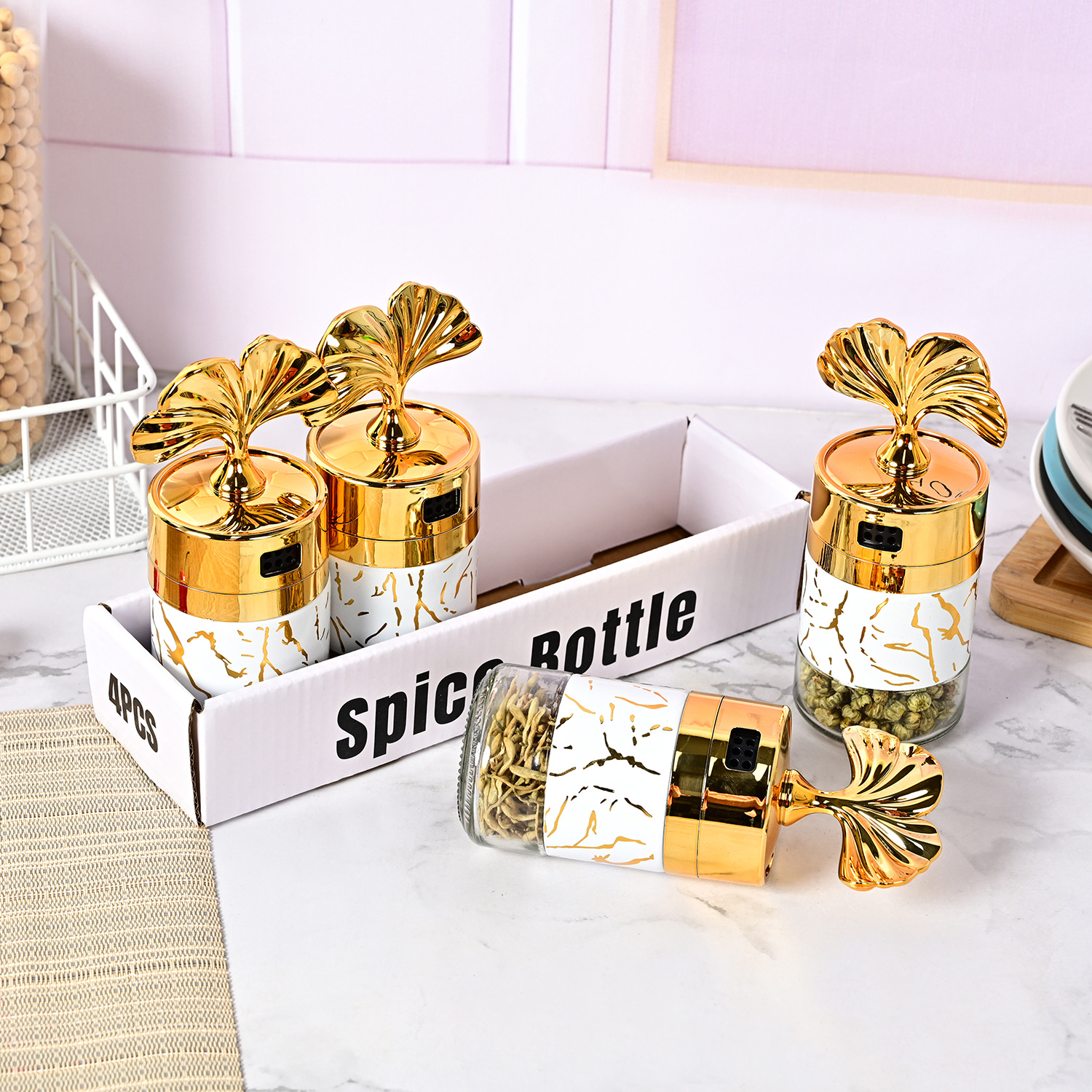 Amazon nuevo hogar cocina a prueba de humedad de vidrio sellado condimento botella cocina sabor sal condimento botella traje