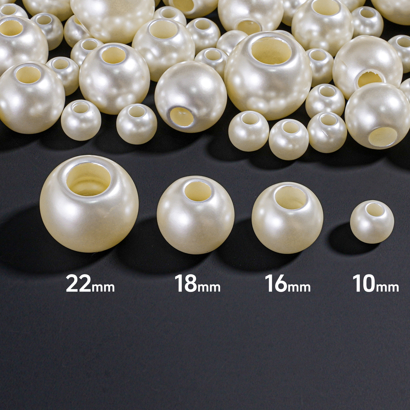Bandas elásticas a granel de 8-30 mm con orificios grandes, cuentas de joyería estilo Shijia, perlas de imitación ABS, accesorios DIY, venta al por mayor hecha a mano.