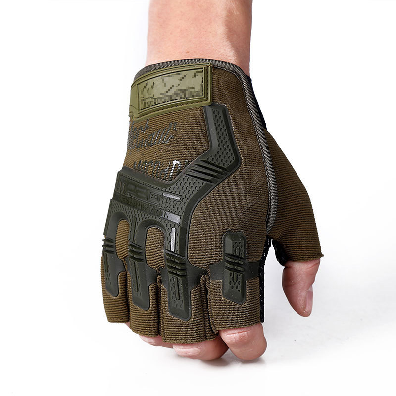 Fábrica al aire libre ciclismo deportes guantes tácticos hombres antideslizante desgaste-resistente militar ventilador sello Protección Medio dedo guantes de la bicicleta