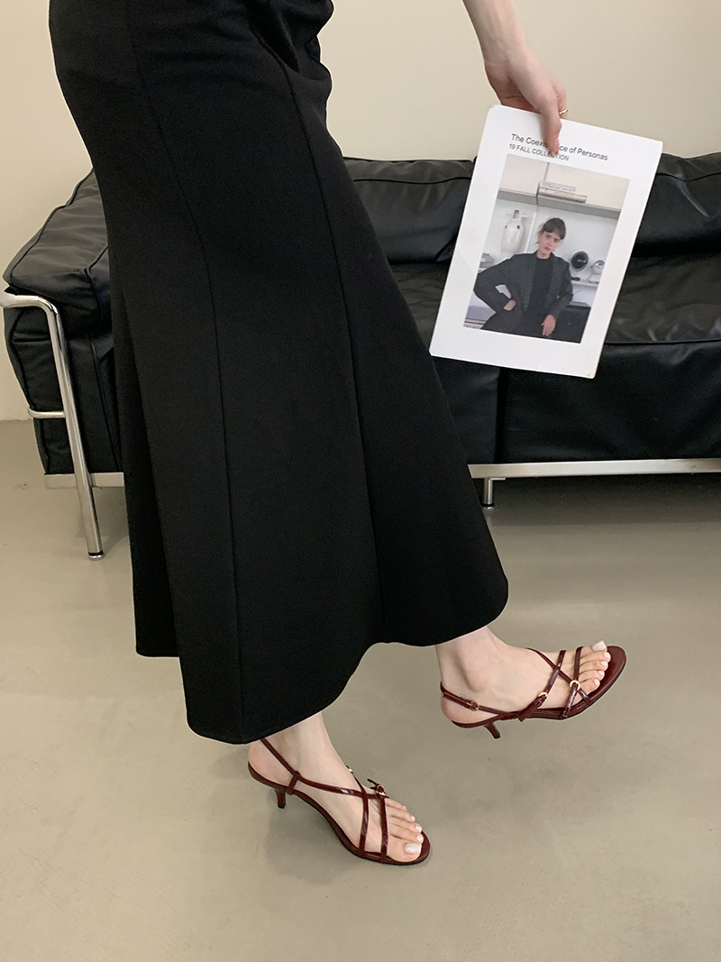 Women's Heeled Sandals Solid Colour Open Toe High Heel Shoes_voghion.com