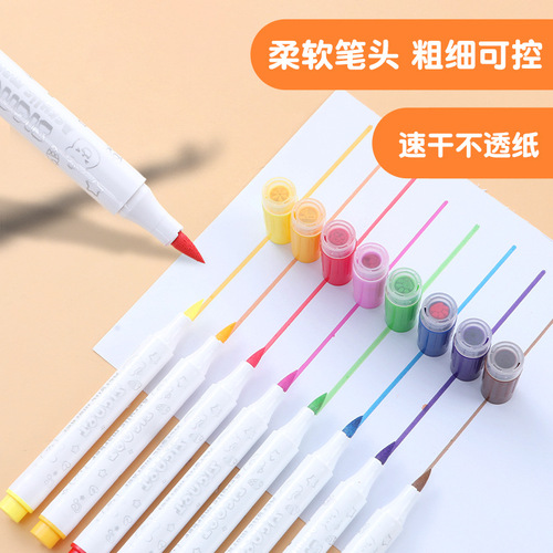 Acrylic Stamp Marker Color Doodle Journal Soft Tip Acrylic Brush Water-based Paint Pen DIY Drawing Pen Wholesale