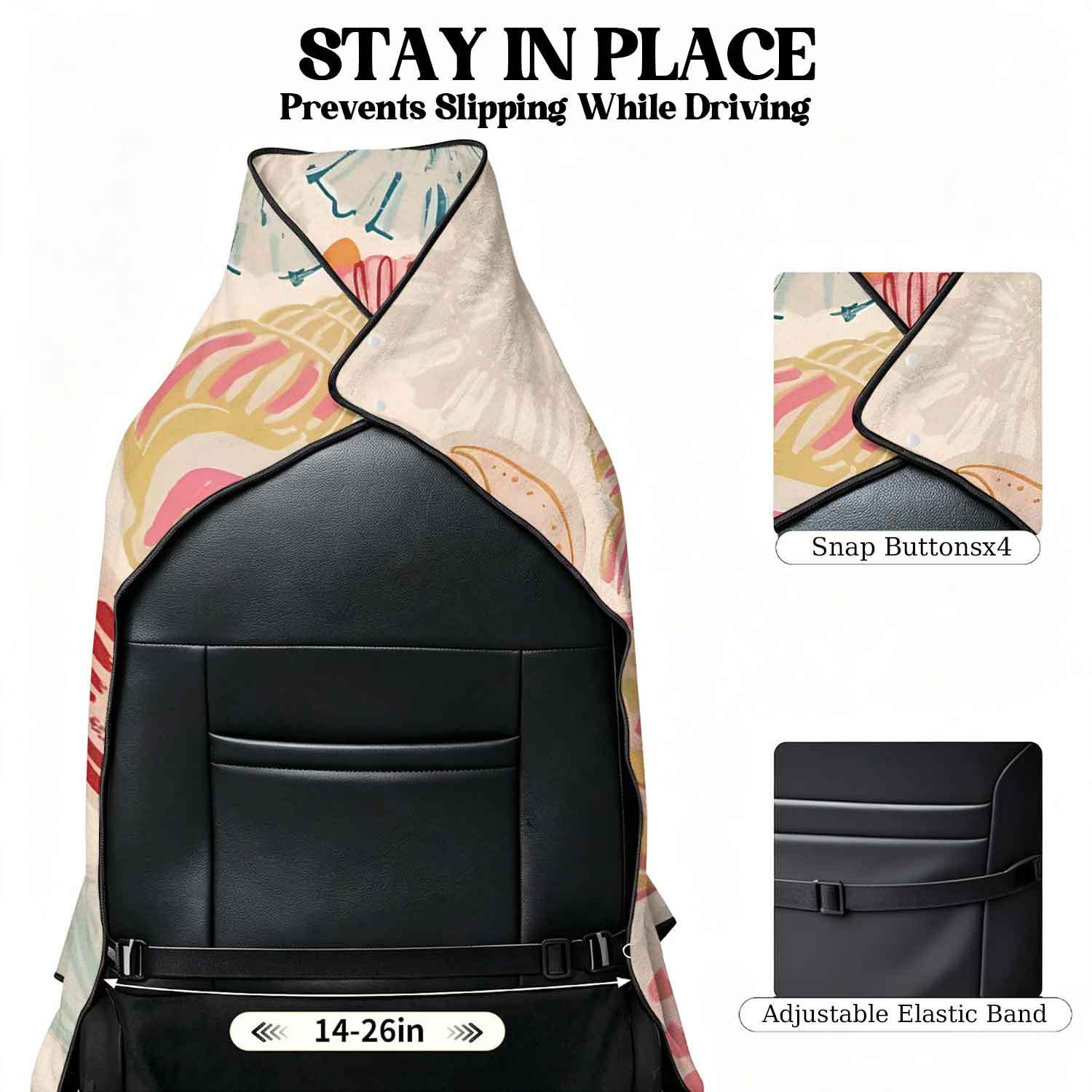 Printed bath towel and car seat cover 2-in-1, ultra-fine fiber outdoor beach and car dual-use universal seat cushion