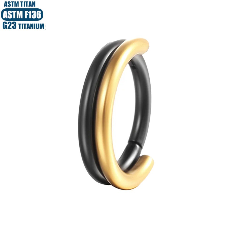 G23 Titanium Hinge Nose Ring Nasal Septum Double Color PVD Seamless Ring Diaphragm Earrings Pierced Jewelry Nose Stud detail image 14