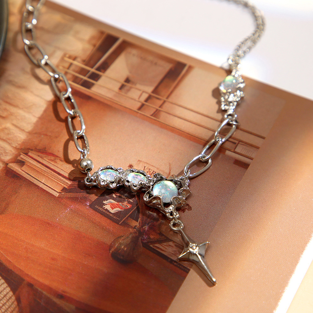 Layered Moonstone Star Necklace High-end Moonlight Clavicle Chain_voghion.com