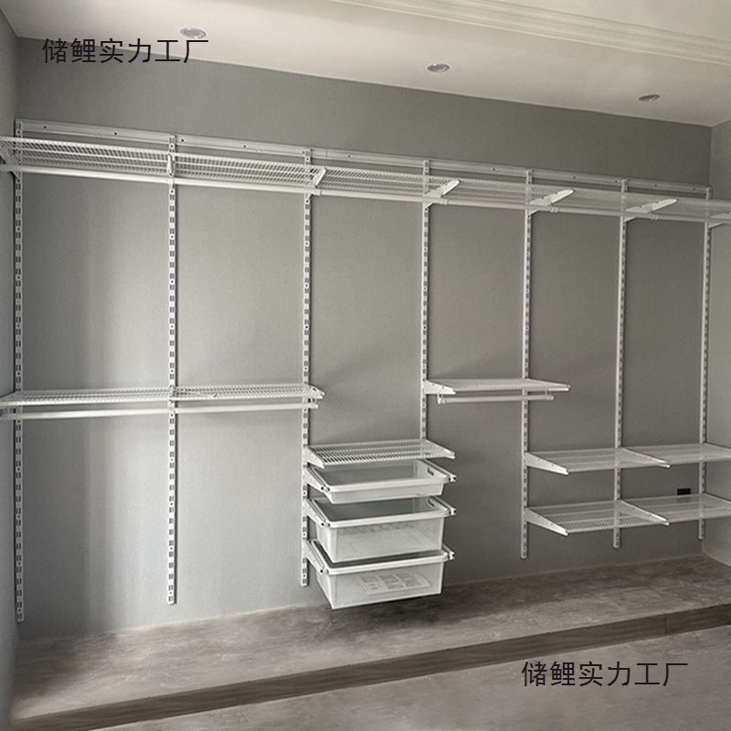 New Metal Wardrobe Steel Frame Wall-Mounted Open Wardrobe Bedroom Wardrobe Wall-Mounted Combination DIY Assembly