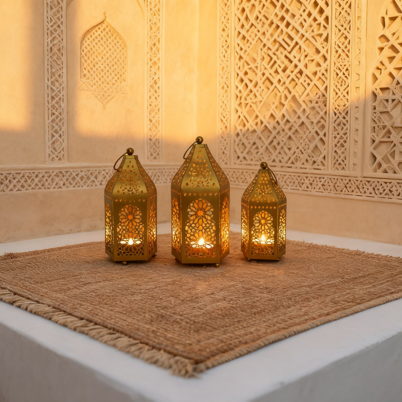 Cross-Border New Product Creative Candle Holder Iron Art Hollow Wind Lantern Middle Eastern Retro Carved Lantern Festive Atmosphere Decoration