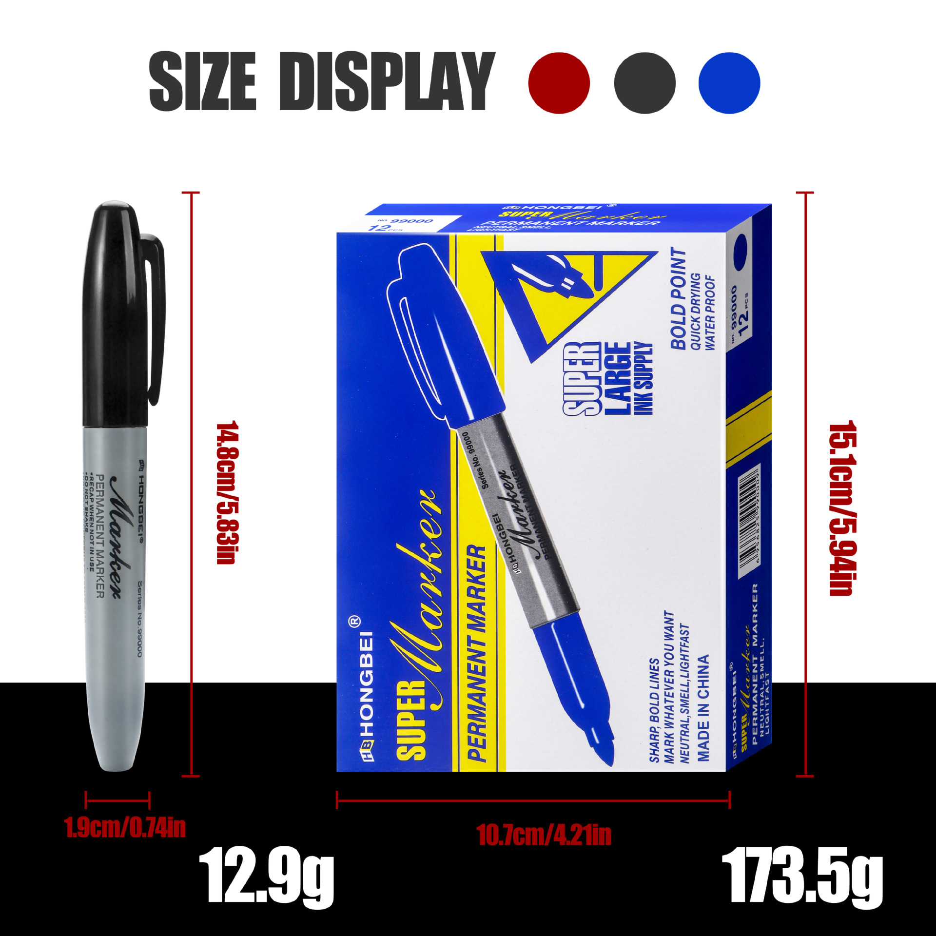 Marcador de aceite de gran capacidad rojo, verde, azul, ancho de línea de 5 mm, marcador de aceite de secado rápido, marca impermeable