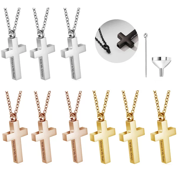 Amazon's New Stainless Steel Cross Necklace Pendant to Commemorate Pet Cats and Dogs' Hair and Ashes Funeral Jewelry
