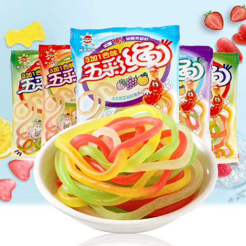 Youka Colorful Rope Soft Candy QQ Rubber Candy Soft Candy Candy Rope Candy 8090 Retro Snack 30 Bags/ Medium Pack