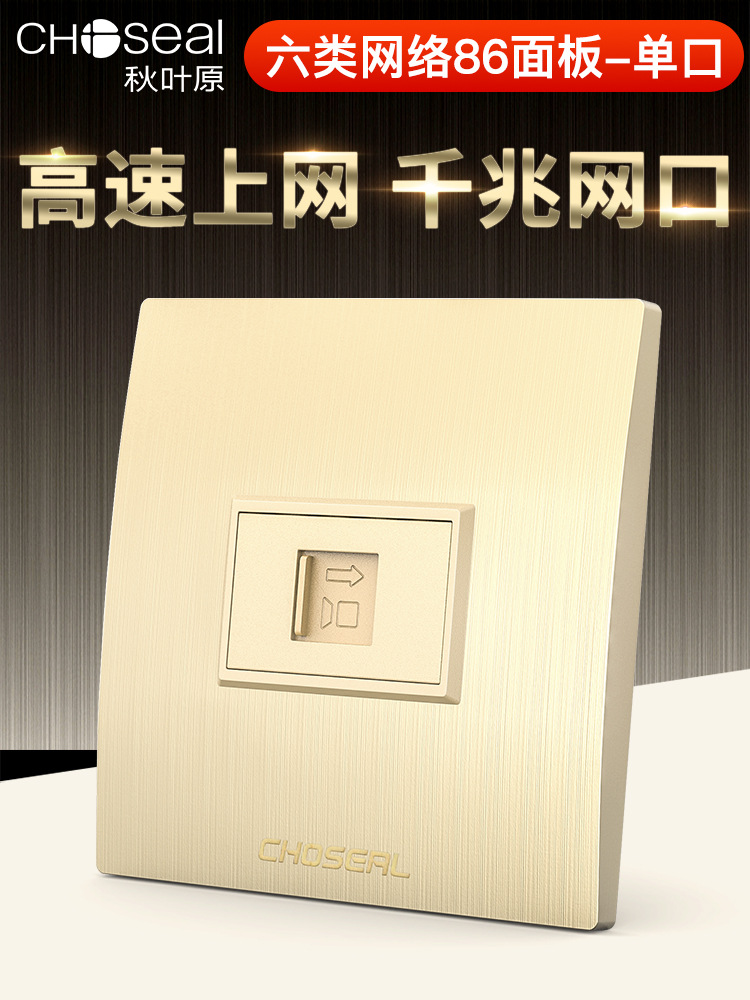 秋叶原 86型双网口网络面板宽带接口1二位插孔墙壁网线插座QD4903