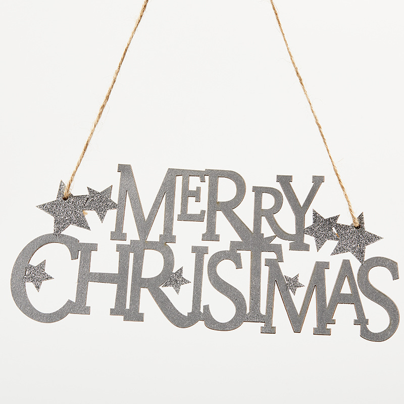 Buscando madera 18cm 21cm carta de Navidad decoración de Navidad Feliz Navidad color plateado placa