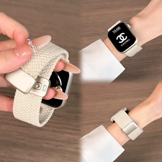 适用applewatchS10苹果手表表带女生s11编织透气S9磁吸s8尼龙腕带