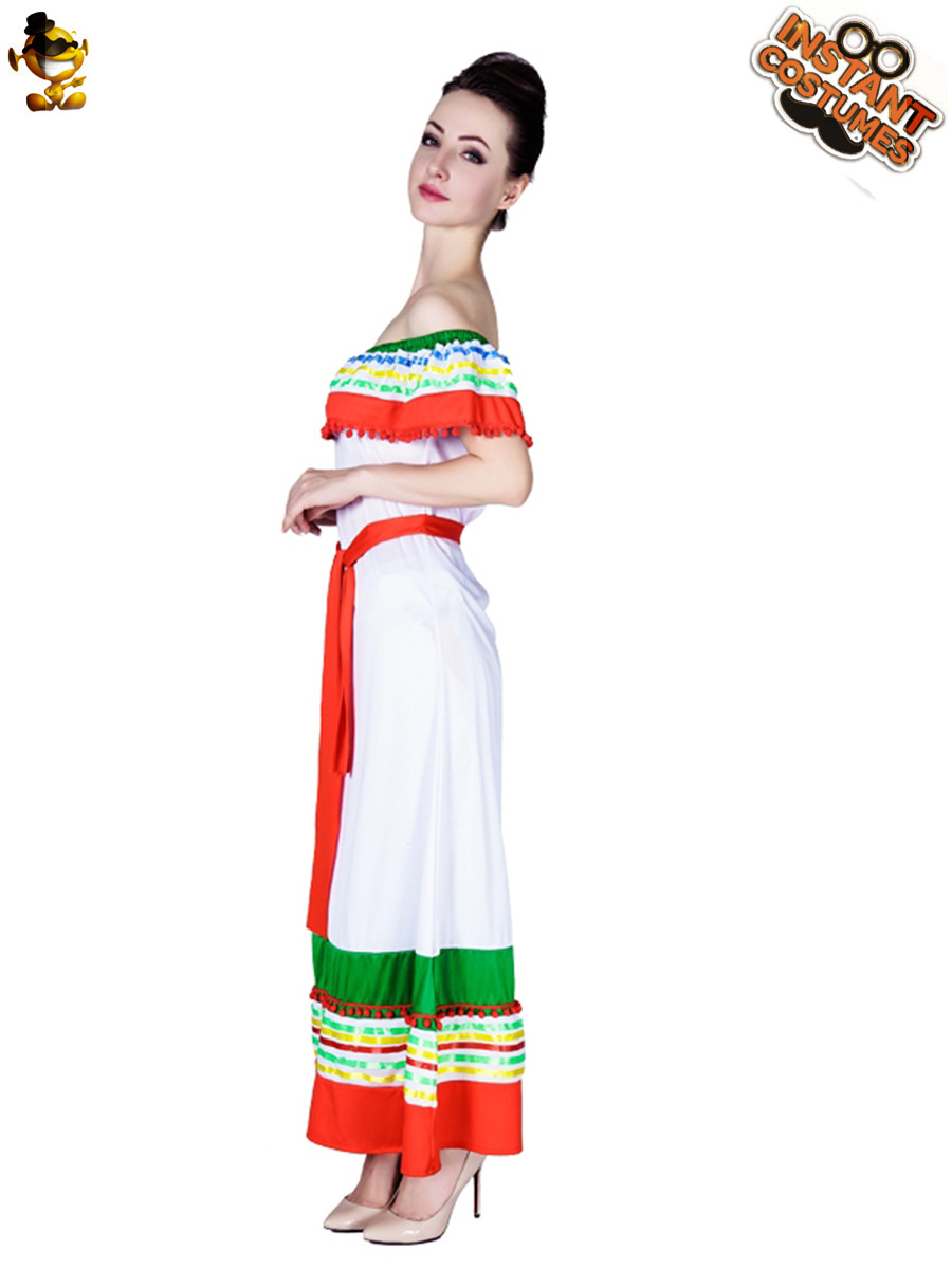 Halloween de las mujeres adultas vestido étnico mexicano traje mascarada Cosplay ropa del funcionamiento la etapa