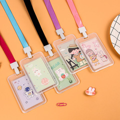 Creative cartoon student card case transparent children with lanyard waterproof card case employee work badge bus card case wholesale