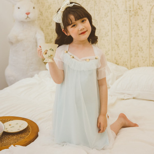 Girl's Summer Modal Nightdress Little Girl's New Children's Princess Ice Silk Pajamas Baby's Home Clothes Thin
