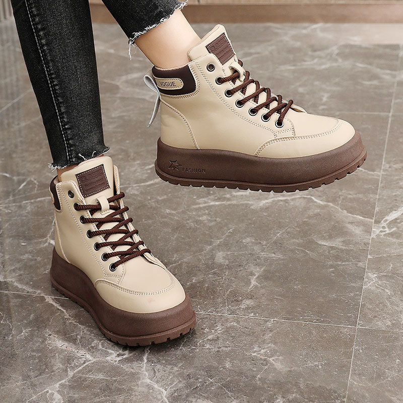 Nei britesch Retro-Stiwwelen fir Fraen, Hierscht, déck brong, kuerz Stiwwelen_voghion.com