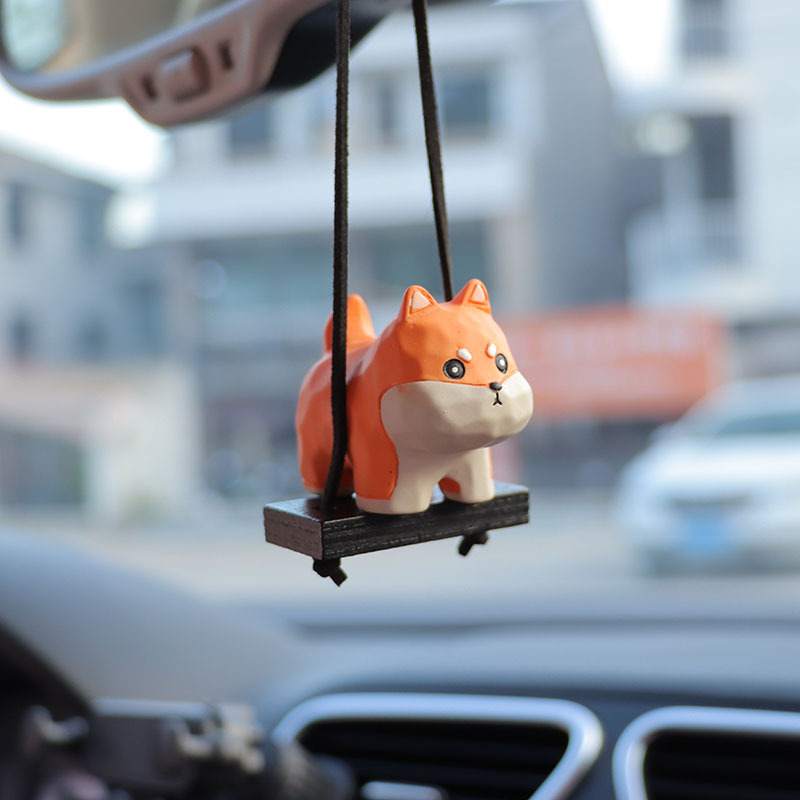 5 Wood Carving Wind Dog Ornaments Resin Cartoon Doll Car Decorations Car Rearview Mirror Pendant Pendant