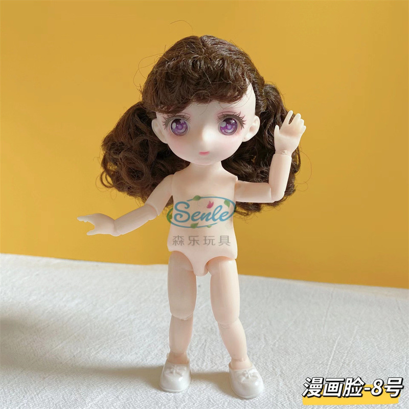 二次元漫画顔8分16センチと7分23センチ素体裸人形3d真眼着せ替えかわいい人形|undefined