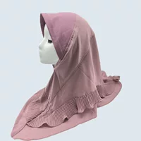 Кросс-бордер двойной слой складчатый платок из chiffon однотонный женский головной убор удобная шляпа от солнца для головы hija scarf