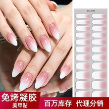 跨境法式凝胶指甲贴防水欧美免烤灯甲油胶卡通可爱美甲贴纸亚马逊