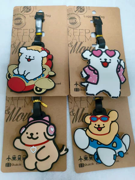Line Dog Soft Rubber Luggage Tag Cartoon Cute Travel Boarding Pass Luggage Checked Identification Tag Anti-Loss Pendant