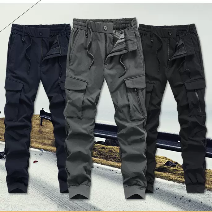 春秋季多口袋工装裤男士休闲运动长裤户外骑行旅游登山冲锋裤子男