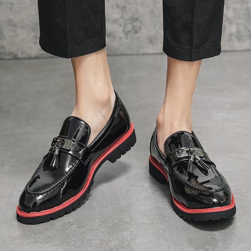 Herren Lederschuhe In Übergröße Britischer Stil Lackleder Glänzend_voghion.com