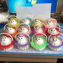 Cute Basket Cat Simulation Animal with Sound, Home Decor, Children's Toy, Fuzzy Fur Companion—Perfect Birthday Gift