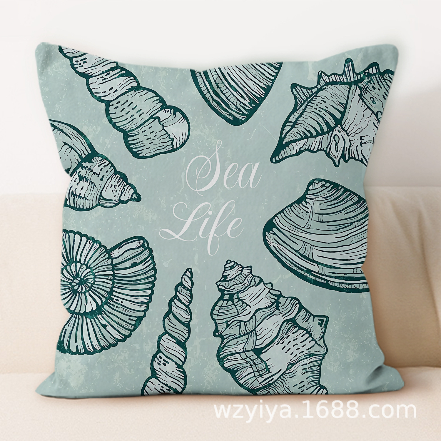 Sea shell impresión almohada de abrazo simple moderno sofá en el hogar cojín de respaldo decoración desmontable cuadrado almohada de cabeza de cama