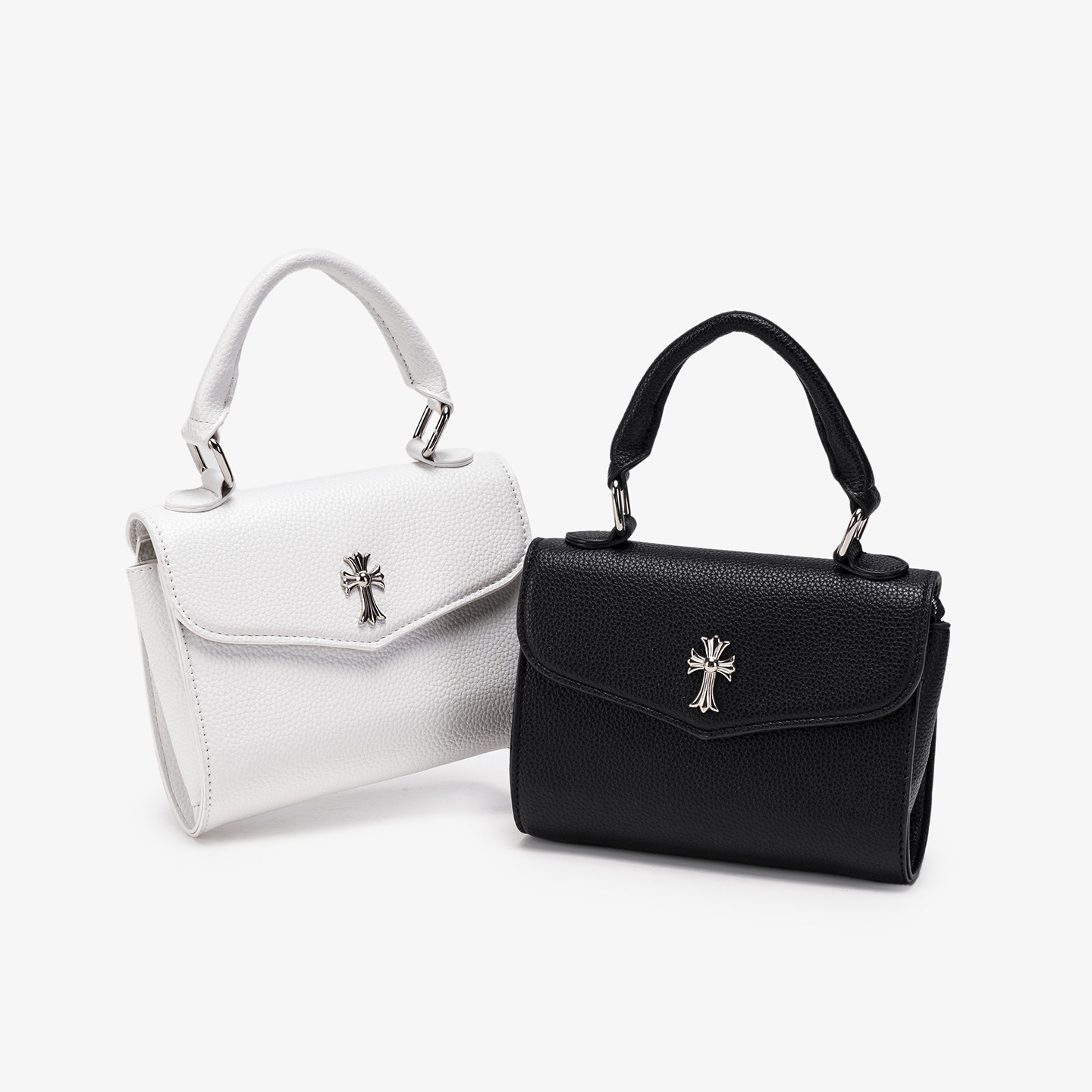 Chrome Hearts üslubunda kiçik kvadrat qadın çantası, PU dəri, çarpaz