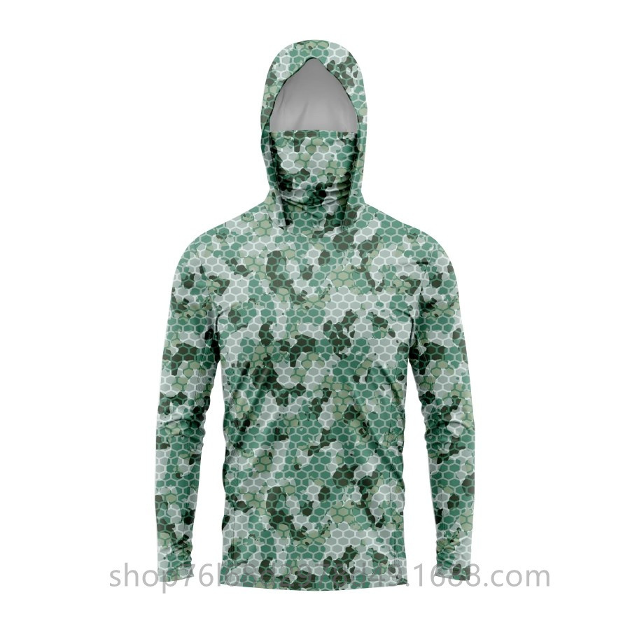 Cross-Border Outdoor Sun Protection Clothing, Ice Silk Long-Sleeved Fishing Clothing, Quick-Drying Breathable Hoodie, Face Towel, All-In-One Anti-Mosquito Clothing