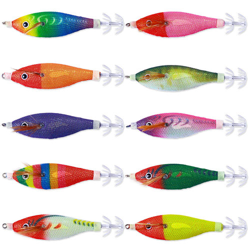 Blowing tube squid hook luminous wooden shrimp bait fake bait squid lure with ringing beads weighted lead explosive hook sea fishing cuttlefish