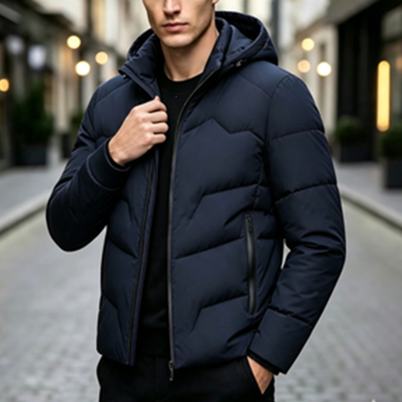 2026 Winter Cross-Border Amazon 3D Fashion Mid-Length Detachable Hooded Cotton Coat for Men, Warm and Thickened Trendy Men's Cotton Coat