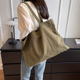 水洗做旧帆布包包女单肩包大容量简约日系时尚托特包百搭可印制字