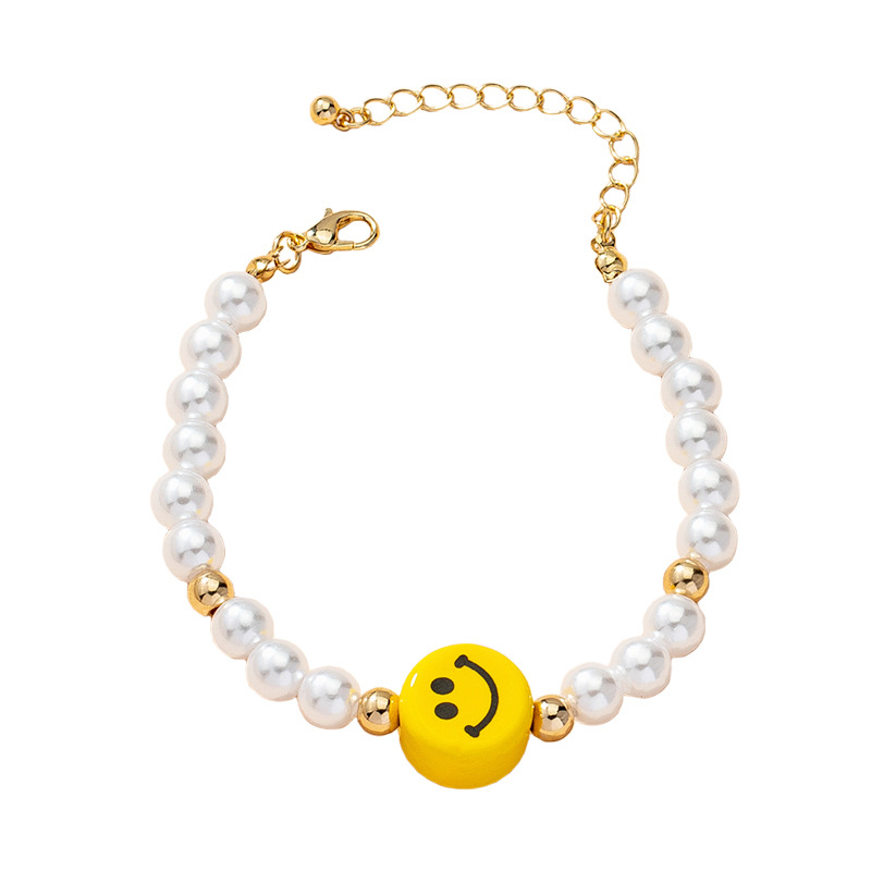 wholesale jewelry retro smiley face pearl beaded bracelet nihaojewelry