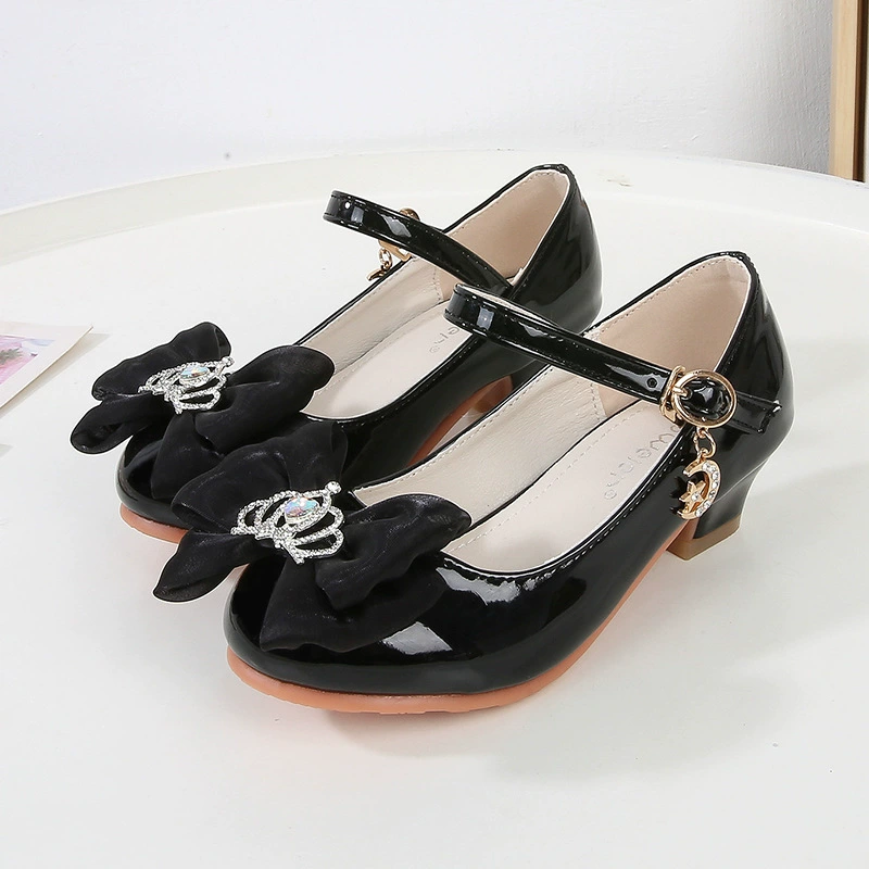 Детские туфли на высоком каблуке, весна и осень, новые туфли принцессы Мэри Джейн для девочек, одиночная обувь для маленьких девочек, детская кожаная обувь для средних и больших детей