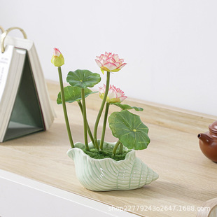 Ins Simple Ceramic Small Flower Pot Ornaments Artificial Flower Ceramic Set Dining Table Entrance Desk Decoration Decoration