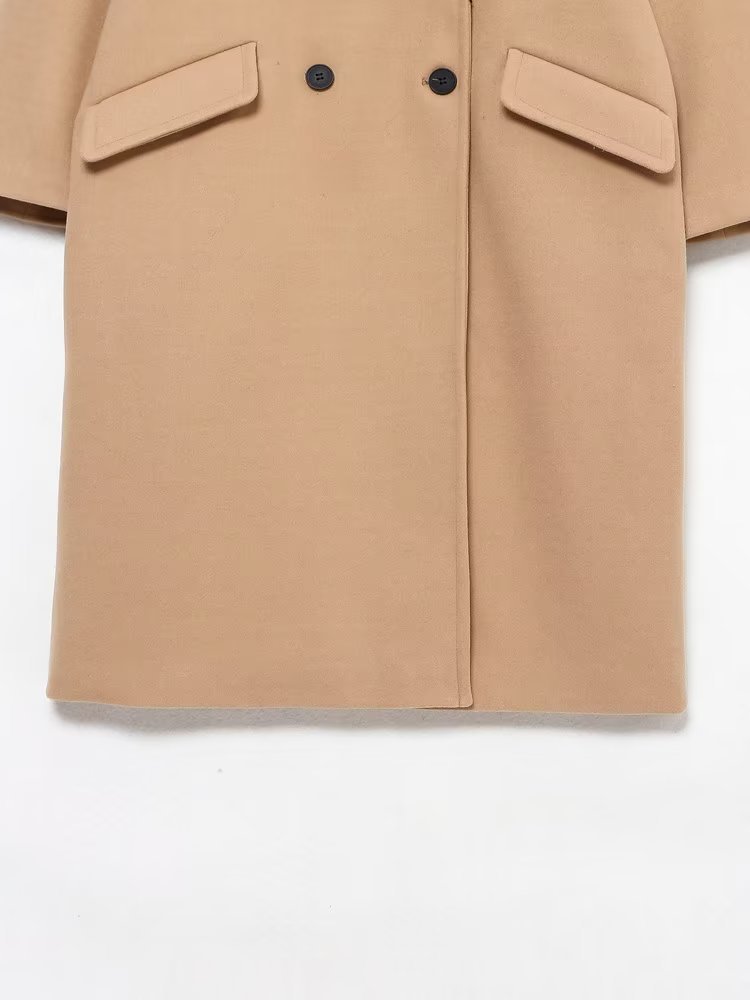 Women Autumn Winter Thick Long Coats Vintage V Neck Long Sleeve Pockets Jackets Fashion 2023 Elegant Female Coats_voghion.com