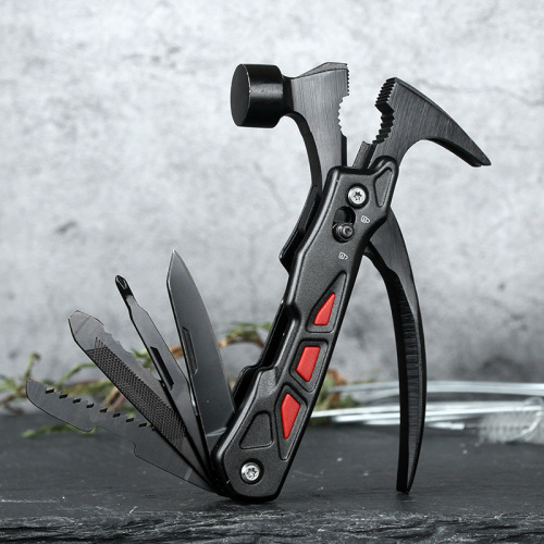 Portable multifunctional claw hammer pliers outdoor camping vehicle repair hammer knife bit combination tool