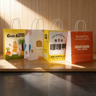 定制牛皮纸手提袋 源头工厂现货批发 餐饮外卖礼品袋可印刷logo